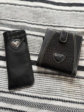 Brighton Black Heart Accent Wallet and glasses Sleeve Set